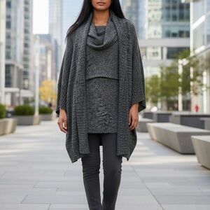 Karen Kane Black Cowl Neck Two Piece Sweater